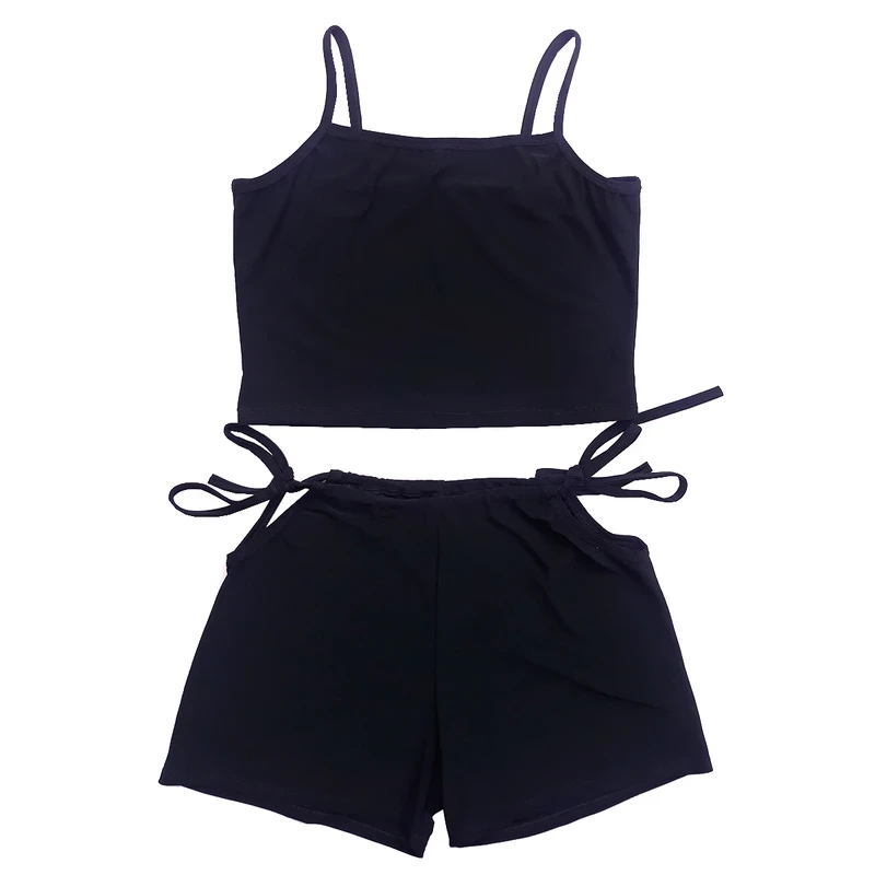 ست تاپ و شلوارک زنانه مشکی مدل SET5300